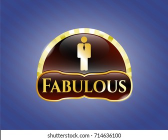  Gold emblem or badge with businessman icon and Fabulous text inside