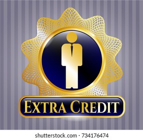  Gold emblem or badge with businessman icon and Extra Credit text inside
