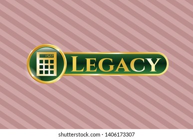  Gold emblem or badge with calculator icon and Legacy text inside