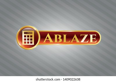  Gold emblem or badge with calculator icon and Ablaze text inside