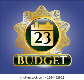  Gold emblem or badge with calendar icon and Budget text inside