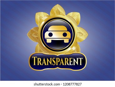  Gold emblem or badge with car seen from front icon and Transparent text inside