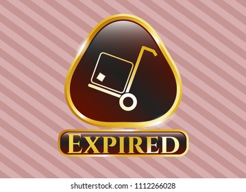  Gold emblem or badge with cargo icon and Expired text inside