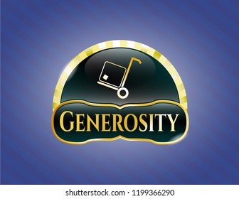  Gold emblem or badge with cargo icon and Generosity text inside
