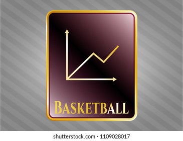   Gold emblem or badge with chart icon and Basketball text inside