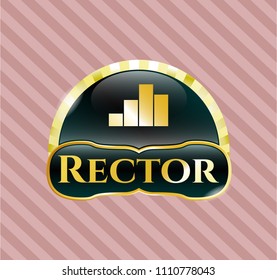   Gold emblem or badge with chart icon and Rector text inside