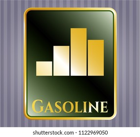  Gold emblem or badge with chart icon and Gasoline text inside