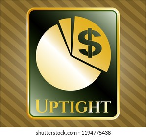  Gold emblem or badge with chart icon and Uptight text inside