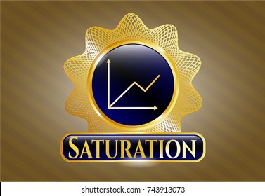  Gold emblem or badge with chart icon and Saturation text inside