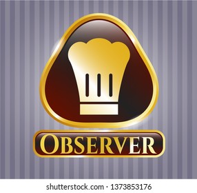  Gold emblem or badge with chef hat icon and Observer text inside