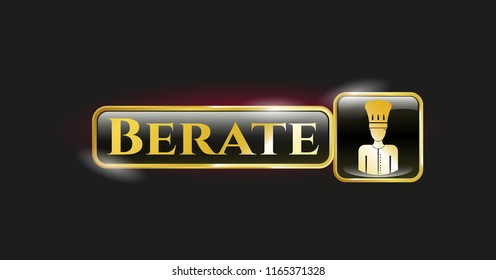  Gold emblem or badge with chef icon and Berate text inside
