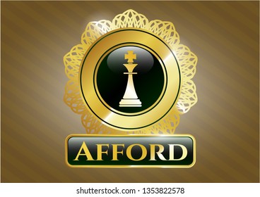 Gold emblem or badge with chess king icon and Afford text inside