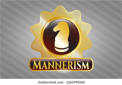  Gold emblem or badge with chess knight icon and Mannerism text inside