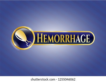  Gold emblem or badge with chicken leg icon and Hemorrhage text inside
