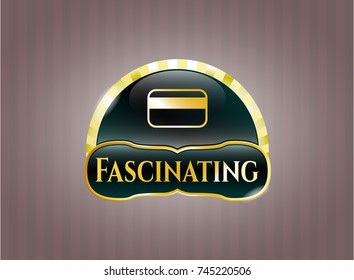  Gold emblem or badge with credit card icon and Fascinating text inside