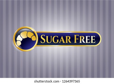  Gold emblem or badge with croissant icon and Sugar Free text inside