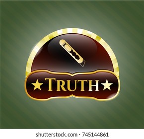  Gold emblem or badge with cutter icon and Truth text inside