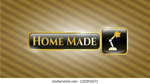  Gold emblem or badge with desk lamp icon and Home Made text inside