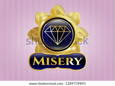  Gold emblem or badge with diamond icon and Misery text inside