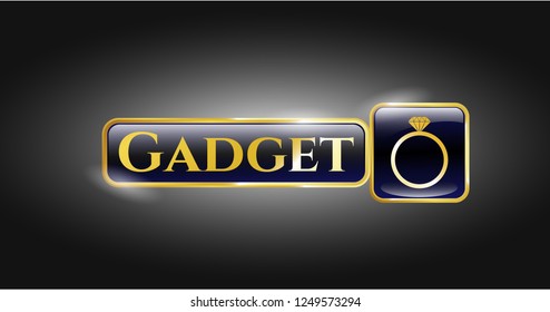  Gold emblem or badge with diamond ring icon and Gadget text inside