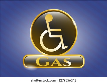  Gold emblem or badge with disabled (wheelchair) icon and Gas text inside