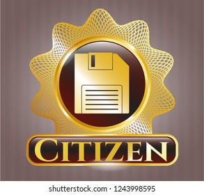  Gold emblem or badge with diskette icon and Citizen text inside