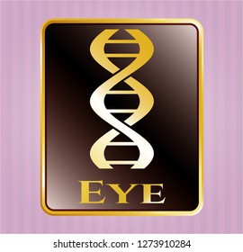  Gold emblem or badge with dna icon and Eye text inside