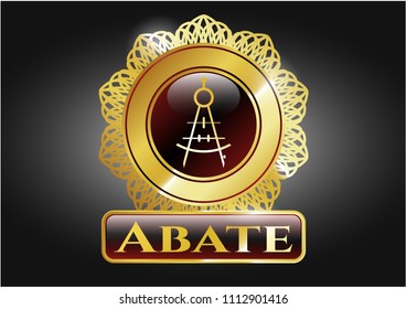  Gold emblem or badge with drawing compass icon and Abate text inside