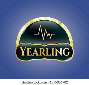  Gold emblem or badge with electrocardiogram icon and Yearling text inside