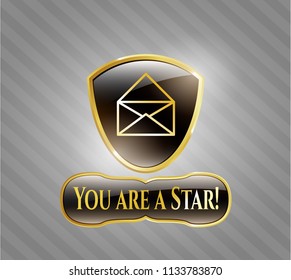  Gold emblem or badge with envelope icon and You are a Star! text inside
