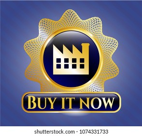  Gold emblem or badge with factory icon and Buy it Now text inside