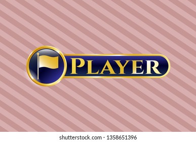  Gold emblem or badge with flag icon and Player text inside