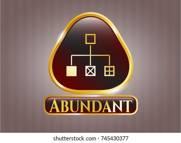  Gold emblem or badge with flowchart icon and Abundant text inside
