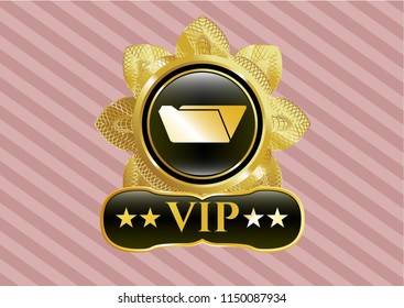  Gold emblem or badge with folder icon and VIP text inside