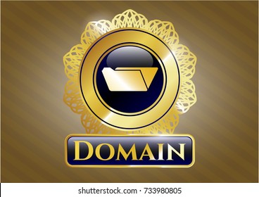  Gold emblem or badge with folder icon and Domain text inside