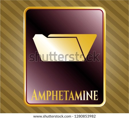  Gold emblem or badge with folder icon and Amphetamine text inside