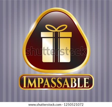  Gold emblem or badge with gift box icon and Impassable text inside