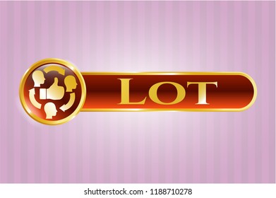  Gold emblem or badge with good customer feedback icon and Lot text inside
