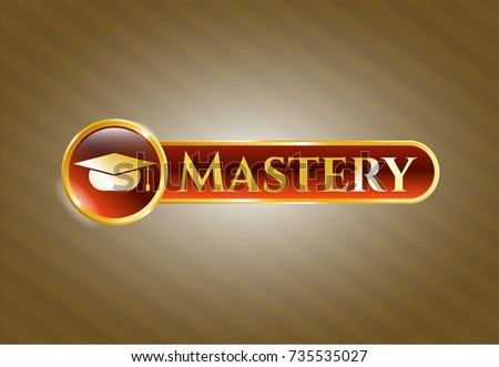  Gold emblem or badge with graduation cap icon and Mastery text inside