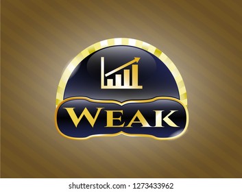  Gold emblem or badge with growth chart icon and Weak text inside