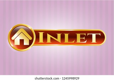  Gold emblem or badge with home icon and Inlet text inside