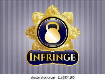  Gold emblem or badge with kettlebell icon and Infringe text inside