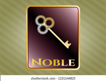  Gold emblem or badge with key icon and Noble text inside