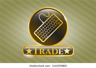  Gold emblem or badge with keyboard icon and Trade text inside