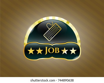  Gold emblem or badge with keyboard icon and Job text inside