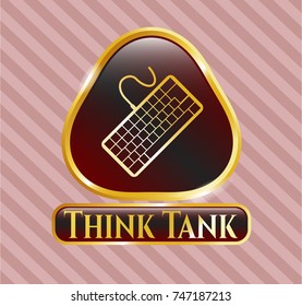  Gold emblem or badge with keyboard icon and Think Tank text inside
