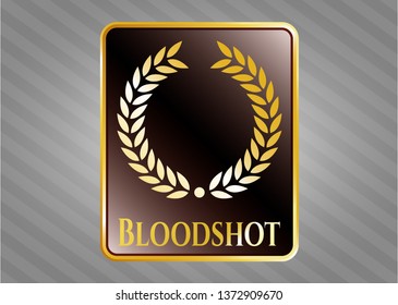 Gold emblem or badge with laurel wreath icon and Bloodshot text inside