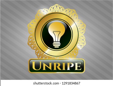  Gold emblem or badge with light bulb icon and Unripe text inside