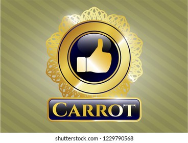  Gold emblem or badge with like icon and Carrot text inside
