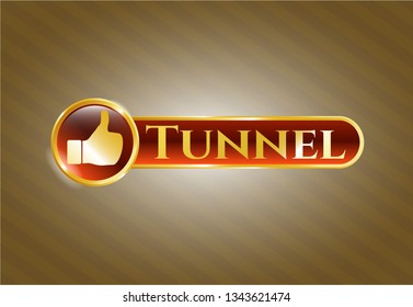  Gold emblem or badge with like icon and Tunnel text inside